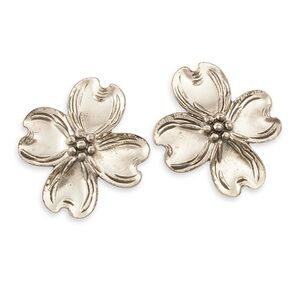 Vintage Sterling Silver Dogwood Flower Stud Earrings by Beau